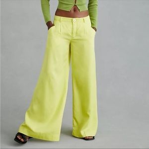 Neon yellow Anthropology wide leg pants New
